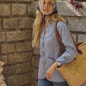 NWT Doen Parker Jacket Blue Cottage Ivy Floral